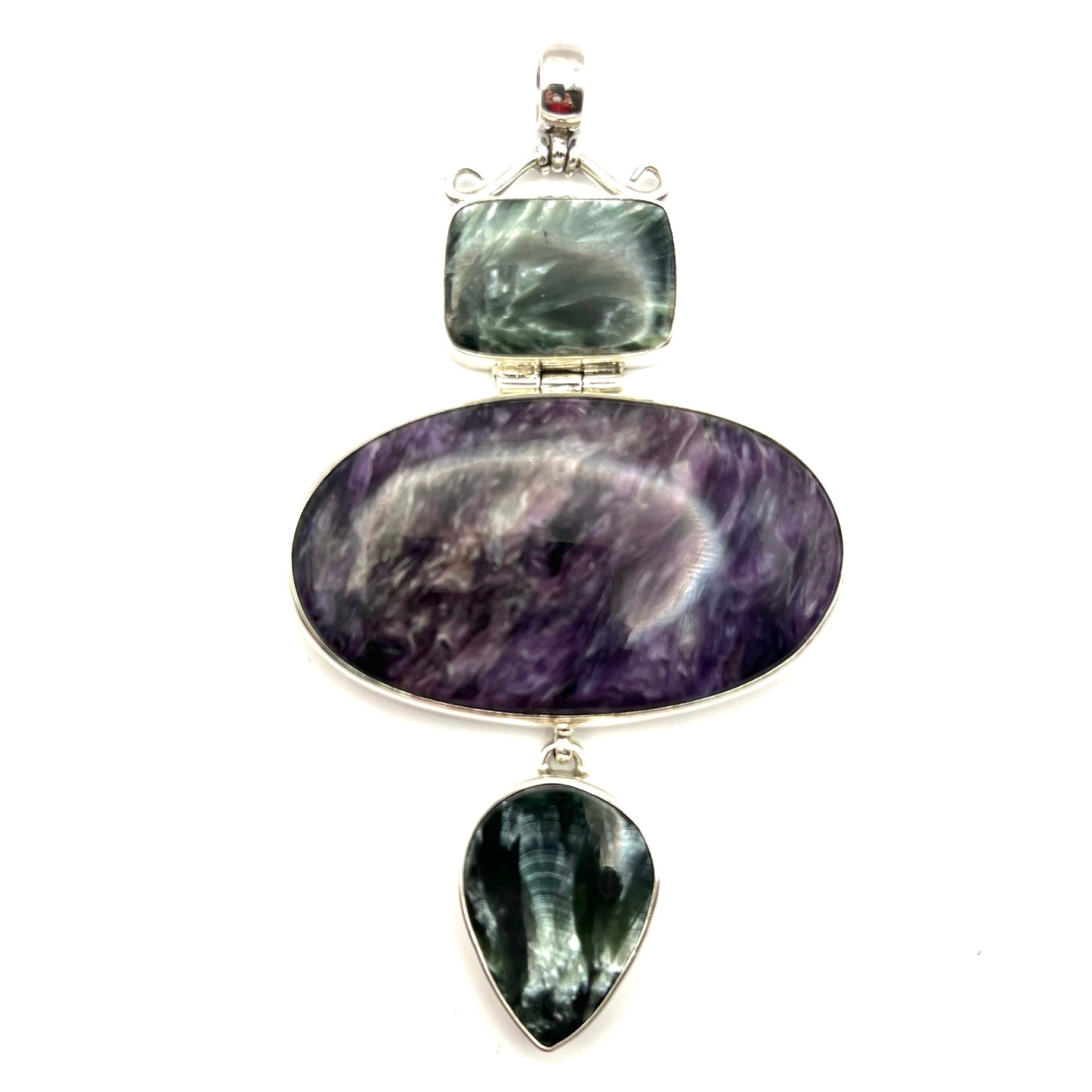Seraphinite and Charoite Pendant