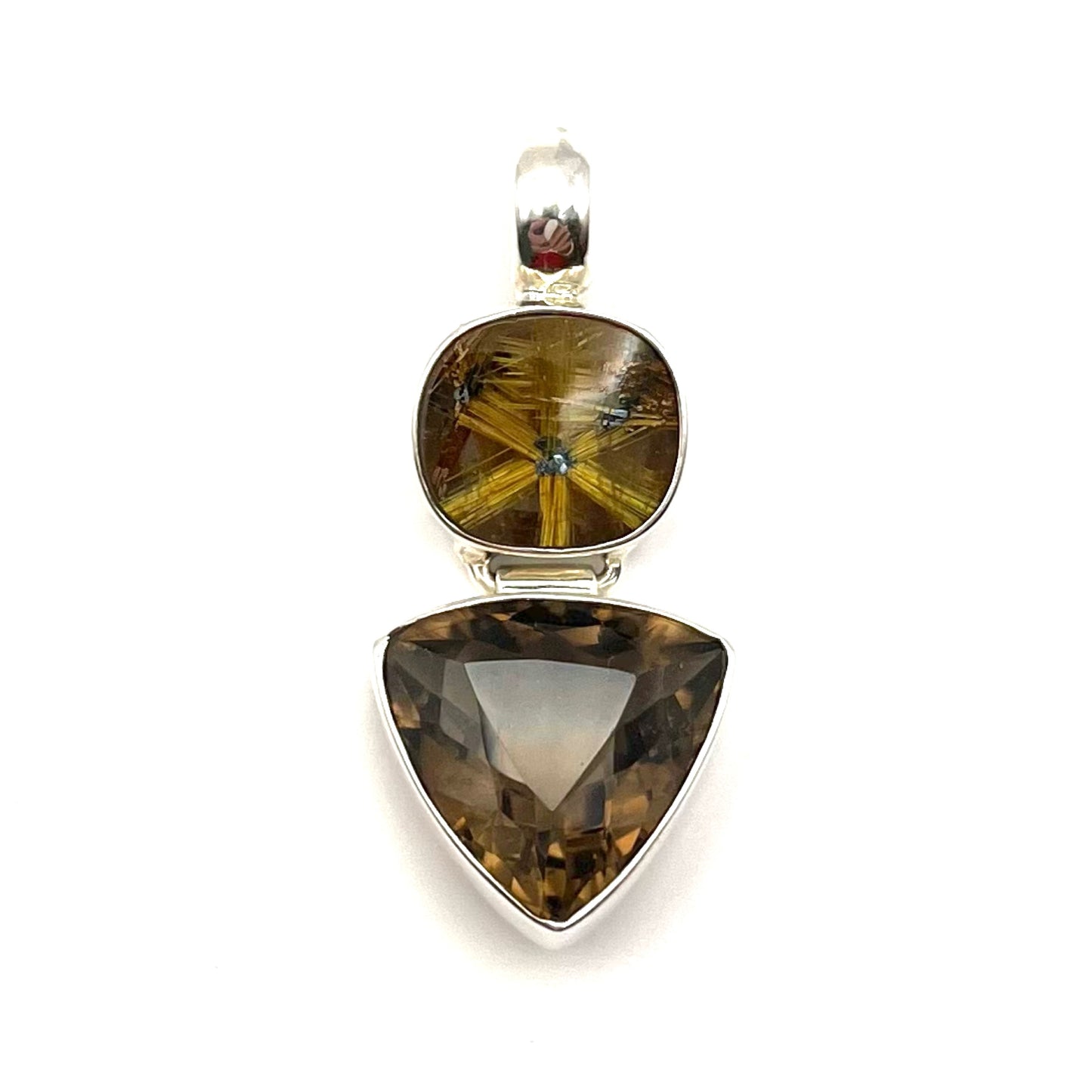Starburst Rutilated Quartz & Smoky Quartz Pendant