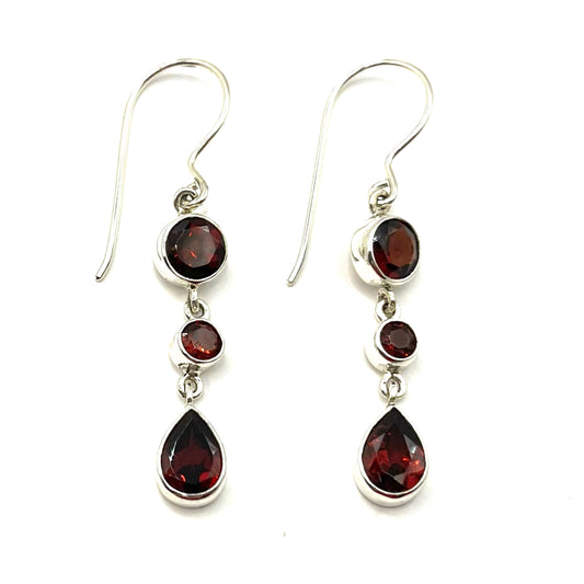 Garnet (3 gemstone) Earrings